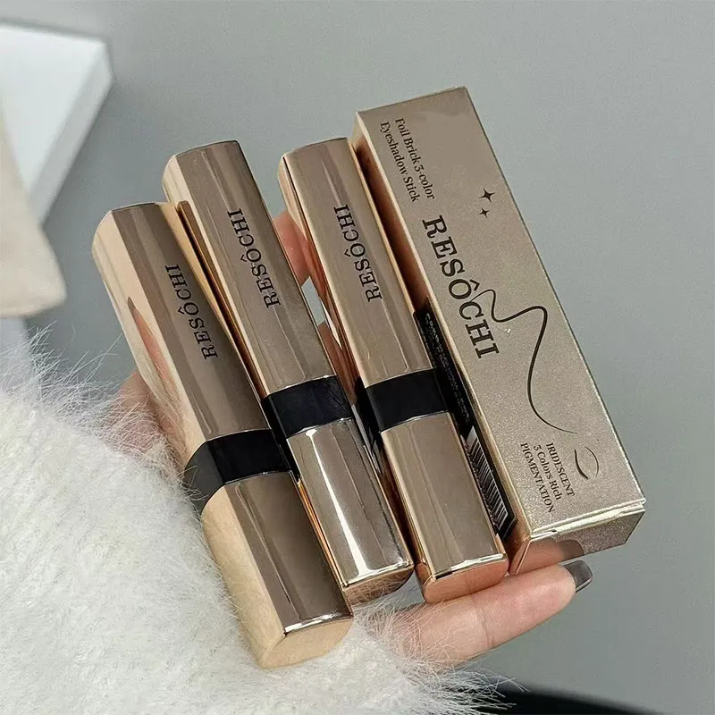 Three Color Gradient Pearlescent Eye Shadow Stick Water&Sweatproof Non-smudge Three Dimensional Natural Lazy Eye Shadow Pen