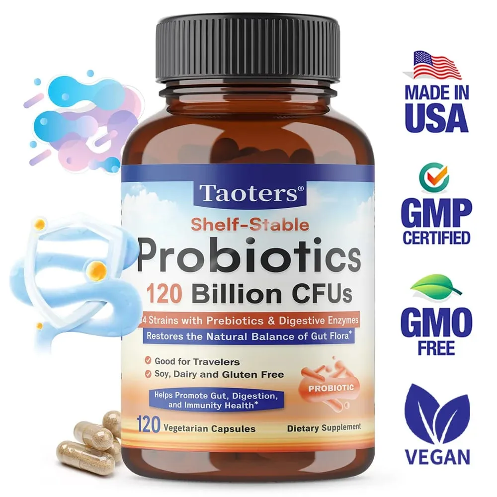 3-in-1 Probiotics Capsules 120 Billion CFUs 34 Strains with Organic Prebiotics & Digestive Enzymes Digestion & Immunity Health — image 1
