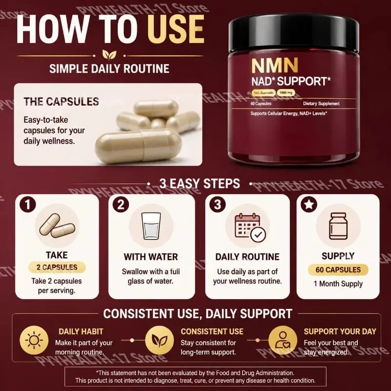 NMN NAD+ Support Supplement 1000mg with TMG & Quercetin for Cellular Energy Healthy Aging & Antioxidant Support 60 Capsules