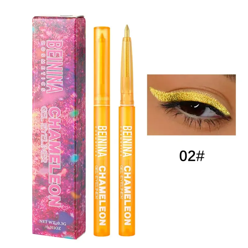 Shiny Chameleon Metallic Yellow Eyeliner Gel Pen Eyeshadow Multicolor Eye Liner Pearlescent Polarized Glitter Eye Pigment Makeup