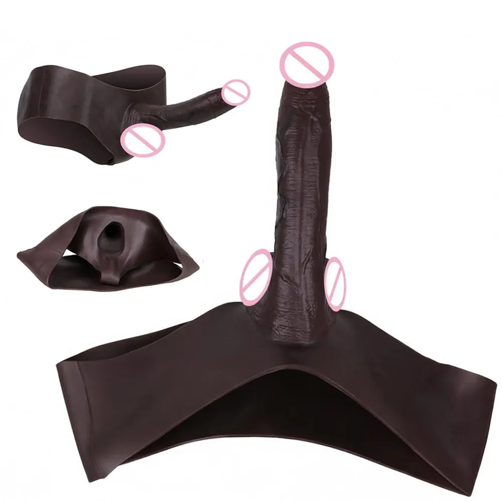 Ultra Realistic Hollow Dildo Panties Silicone Briefs Strapon Penis Extend Sleeve Pants Sex Toys For Men Dick Enlargement — image 1