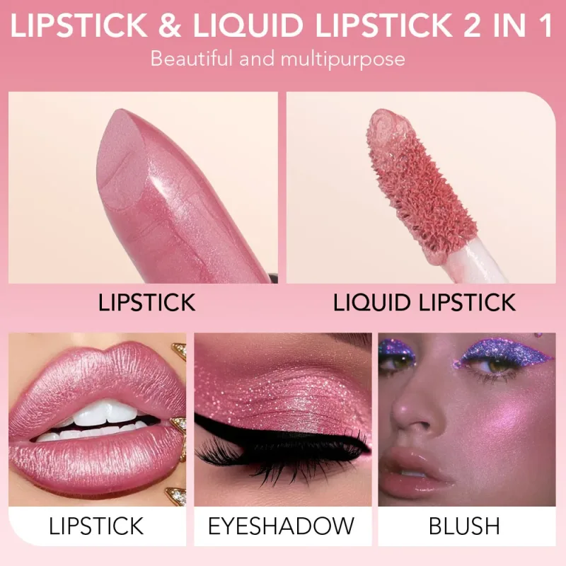 DNM Double Headed Mate Lipstick And Lip Gloss Long Lasting Makeup 2 In 1 Stick Moisturizing Lipgloss Tint Cosmetics Lip Stain — image 3