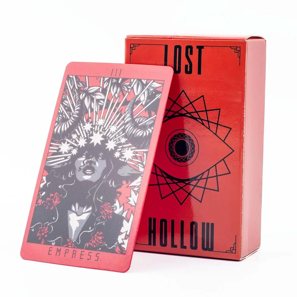 Lost Hollow Tarot 80-Card Game Set with Guidebook - Red Gilded Edges Perfect for Family Parties Compact Size 10.3x6cm — image 2