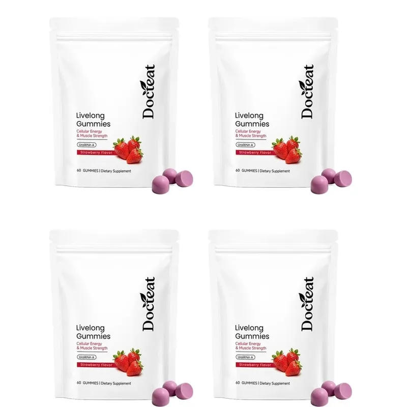 Docteat Urolithin A Gummies Muscle Vitality Support Cellular Energy Mitochondrial Health Daily Wellness Supplement 60 Gummies