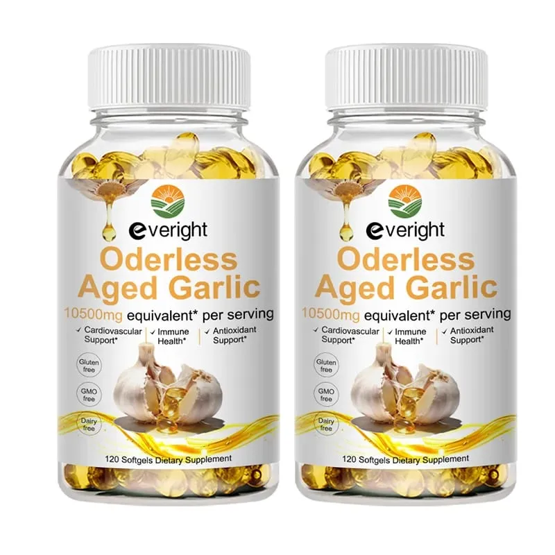 Aged Garlic Extract Capsules – Odorless Formula with Magnesium Chromium B1 & B9 – Supports Immune Heart & Cardiovascular Heal