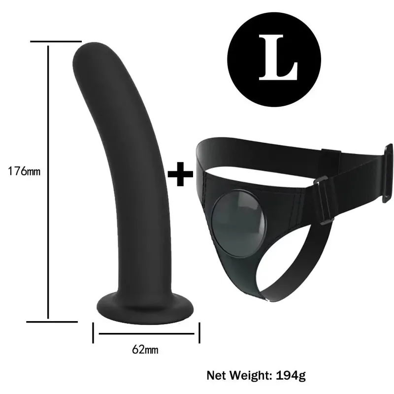 Adjustable Silicone Strap On Dildo Harness with Strong Suction Cup Slim Curved Pegging Dildo Wearable Sex Toy for Women Men Cou
