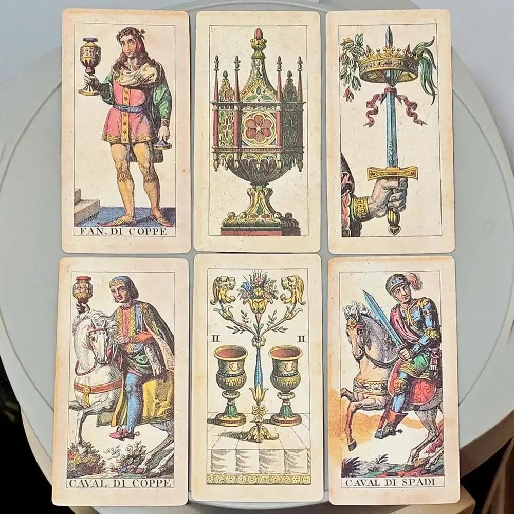 12*6cm Tarot Soprafino 1830 Vintage Italian Tarot Deck in Rigid Box Historical Reproduction 78 Pcs Double-embossed Cards