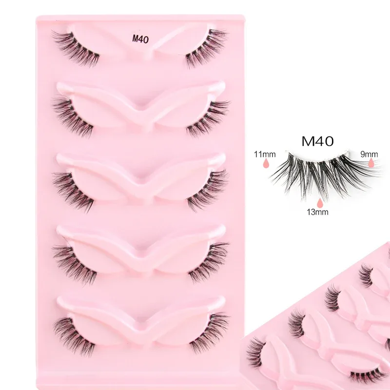 Halve øjenvipper Katteøjevipper 3/5/10 par falske øjenvipper Fluffy Blødt naturligt udseende Klart bånd 3D Mink-vipperforlængelse makeup — image 28