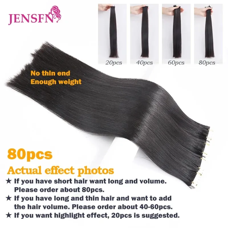 Mini Tape In Hair Extensions 100% Remy Natural Human Hair 16"-26"Inch Straight Seamless PU Skin Weft Tape Ins For Salon