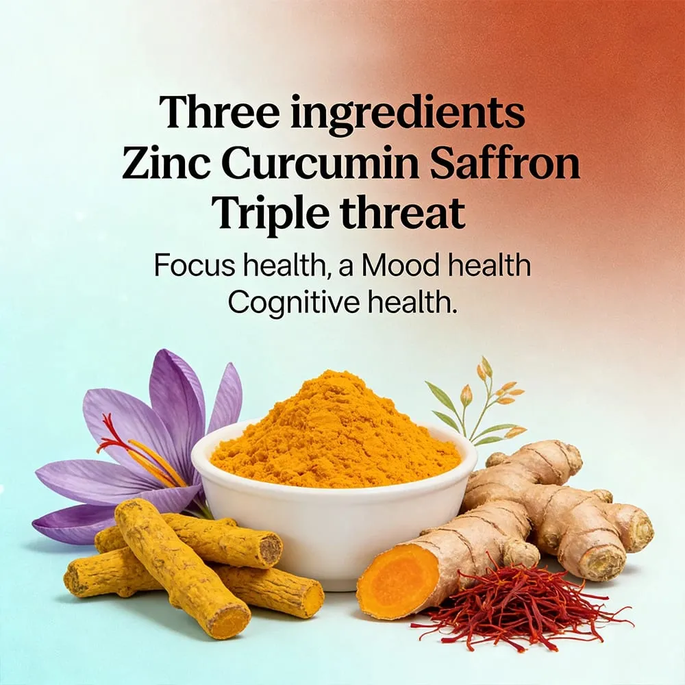 Curcumin Capsules 400mg Plus Saffron and Zinc Relieve Joint and Muscle Fatigue and Benefit Brain Eye and Heart Health