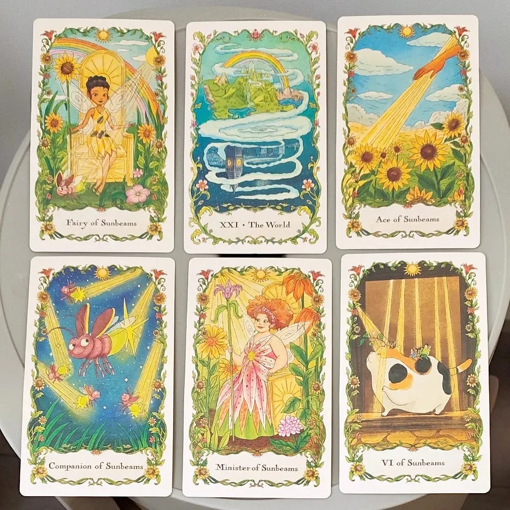 Fairies Tarot Deck in Rigid Box 12*7cm 78 Pcs Whimsical Fairy Themed Tarot Cards for Beginners Double-embossed Cardstock