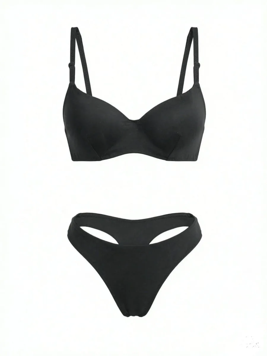 Red Lace-Free Bra Set 3D Molded Cups Encased Underwire for Superior Lift Soft Band for All-Day Comfort & Stability B2087