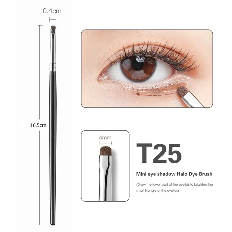 4ks jemné štětce na oční stíny Smudge Precision Eyeliner Smudge Makeup Brush Zvýrazňovač očních víček Ležící štětce na líčení bource morušového Nástroje