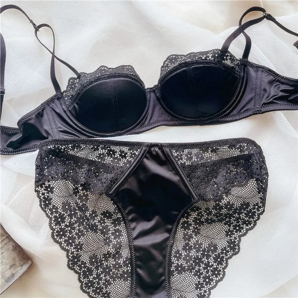 Women Half‑Cup Lace Underwire Bra Set Thin Sexy Minimizer Bra Push Up Anti‑Sag Side Support Hide Armpit Fat Ladies Lingerie S-XL — image 5