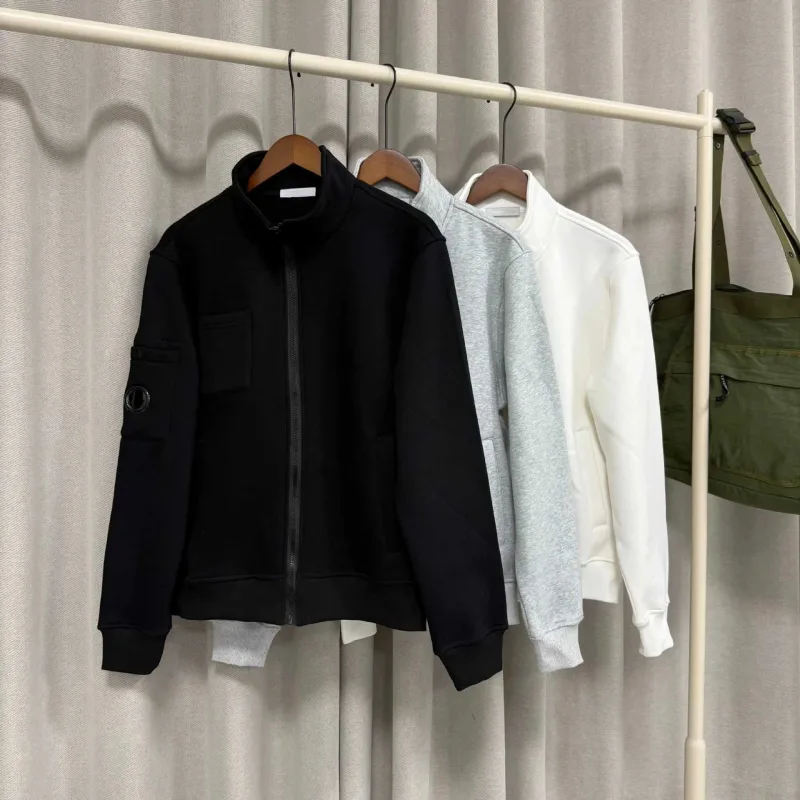 Printemps nouveau Style décontracté couleur Pure col montant veste hommes fermeture éclair manches longues fermeture éclair confortable coton sweat — image 3