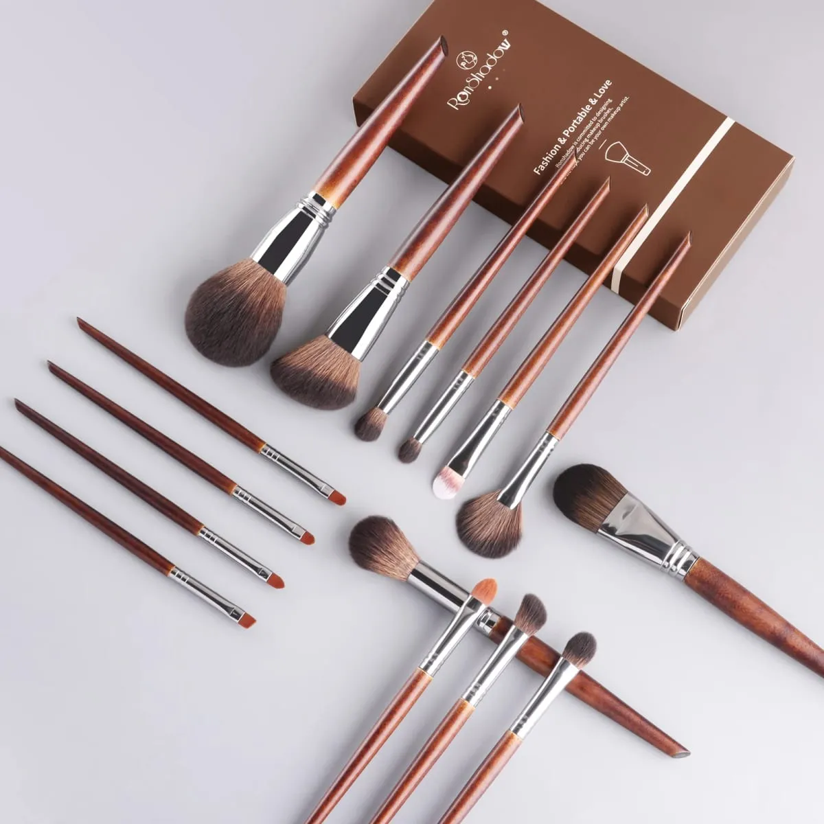 15 Piece Wood Handle Makeup Brushes With Gift Box Soft Synthetic Hair Foundation Blush Eyeshadow Contour Cosmetic Tool Set — image 2