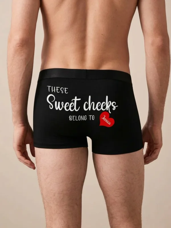 Custom Name Boxers for Men Personalized Cotton Boxer Briefs with Name on Back Gift for Him Husband Boyfriend Birthday Valentine — image 4