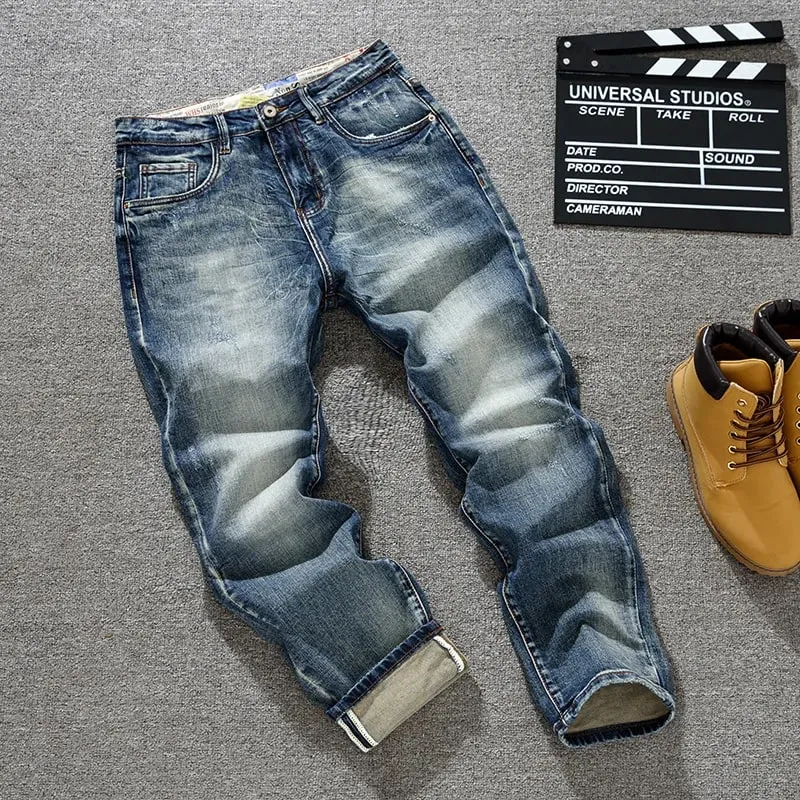 Spring/Summer Retro Trendy Brand American Jeans Men's Versatile Harlan Slimming Heavy Weight High Street Trendy Denim Pants — image 2