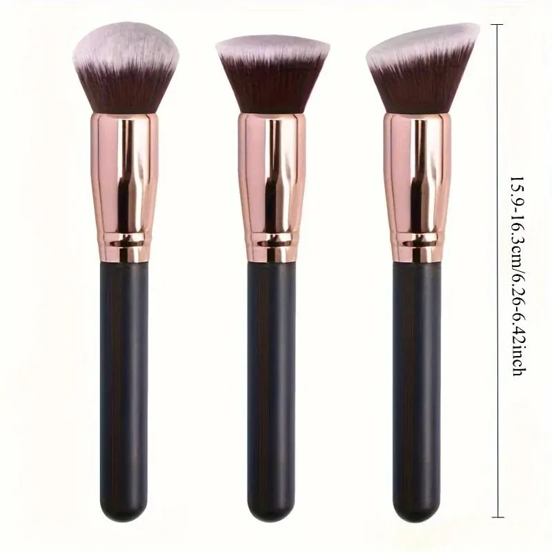 3pcs Professional Makeup Brush Set na may Foundation Blush at Eyeshadow Brushes - Soft Nylon Bristles Portable Travel-Friendly Co