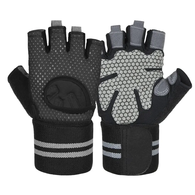 Anti Slip Shock Breathable Half Finger Gloves Breathable Cycling Gloves Fitness Gym Bodybuilding Crossfit Exercise Sports Gloves