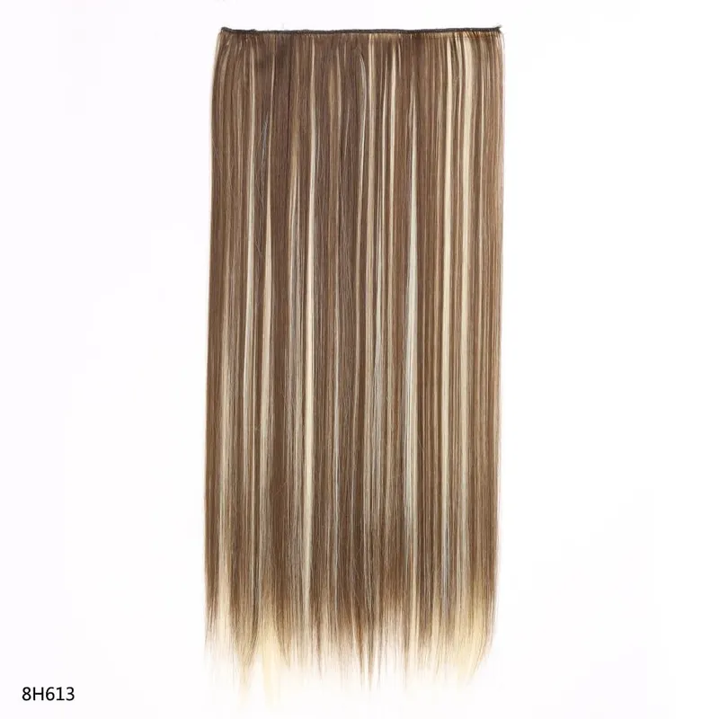 Long Straight Hair Clip In Hair Extension 5-Clips One Piece Natural Looking Synthetic Hairpiece for Women Ladies Daily Use