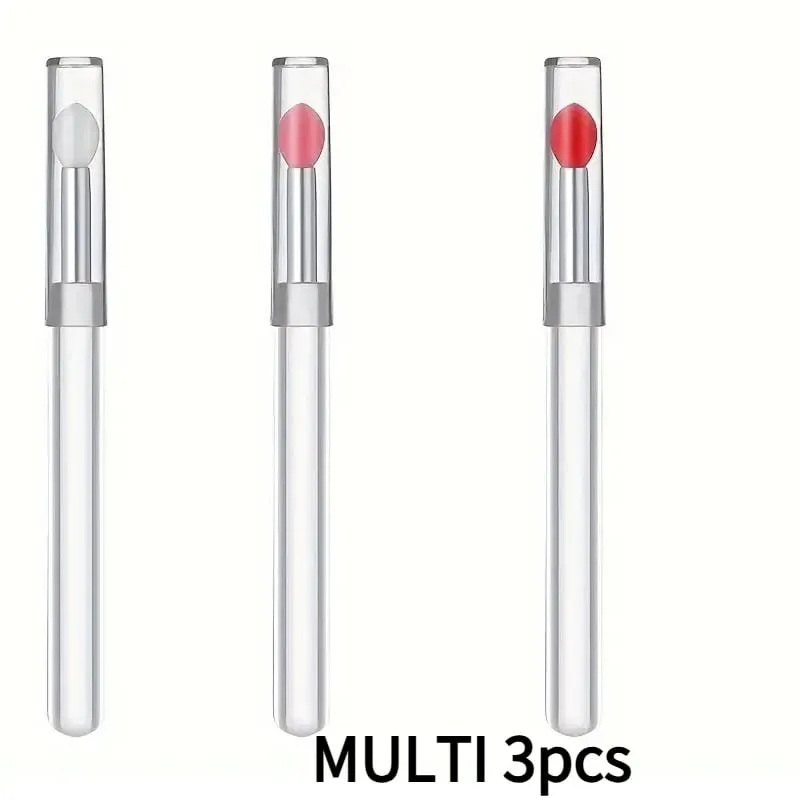 1/3PCS Portable Silicone Lip Brush With Cover Soft Multifunctional Lip Balm Applicator Lipstick Lipgloss Makeup Brushes