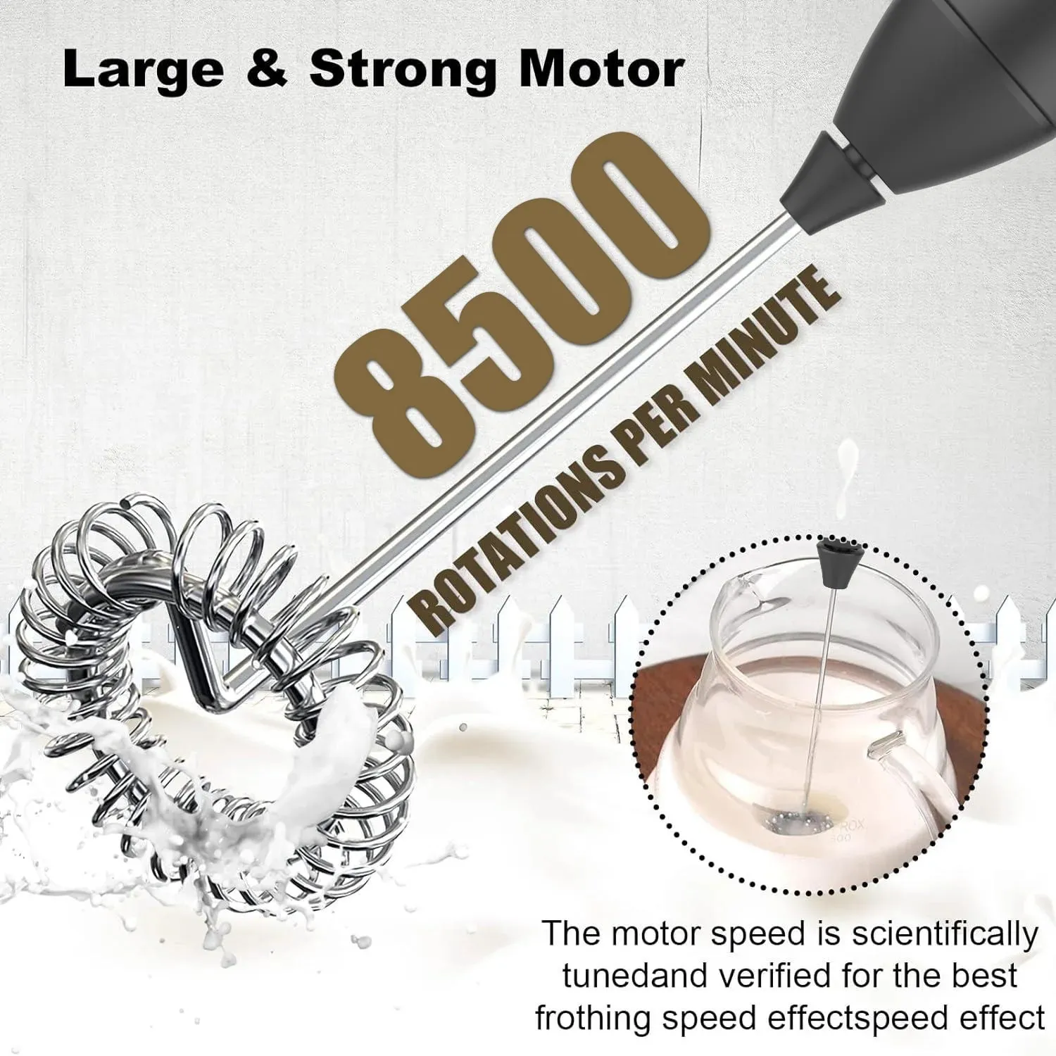 Milk Frother USB Rechargeable 3 Speeds Foam Maker Coffee Whisk Mixer Electric Handle Blender Egg Beater — image 4