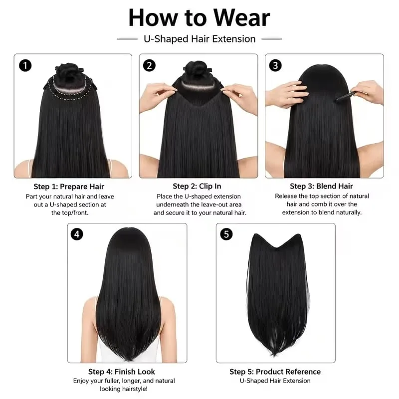 22Inch Synthetic Long Straight Multi Layer Hair Extension BB Clip Style Fiber Hairpiece for Women Daily Wear Confident Elegant