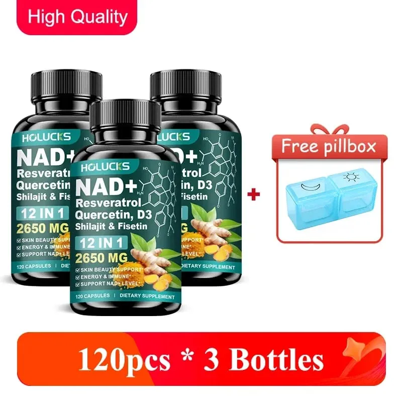 12-in-1 NAD+ Capsules with Turmeric Grape Seed Support Energy Production Digestive Comfort & Immune Function for Active Women