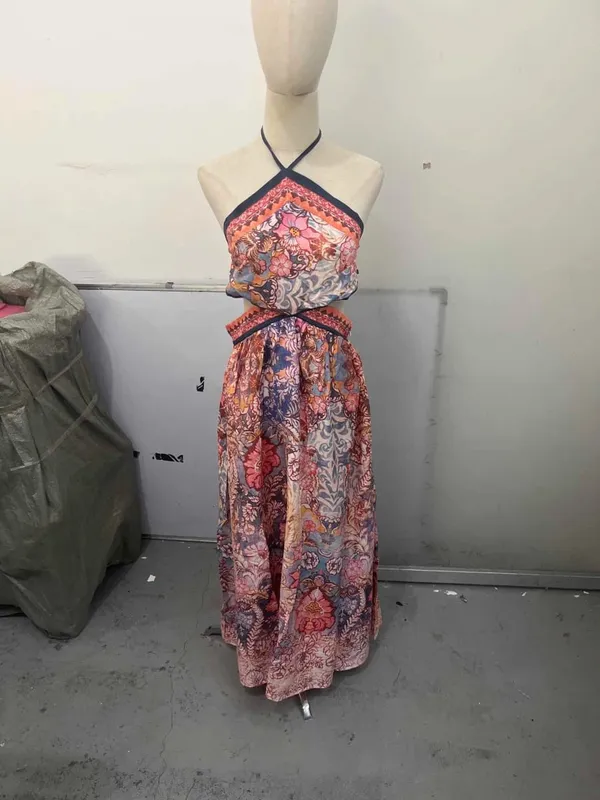 Robe dos nu imprimé Floral pour femmes, Chic, col en v, sans manches, dos nu, cintrée à la taille, Maxi, Robes de vacances, nouvelle collection été 2026 — image 9