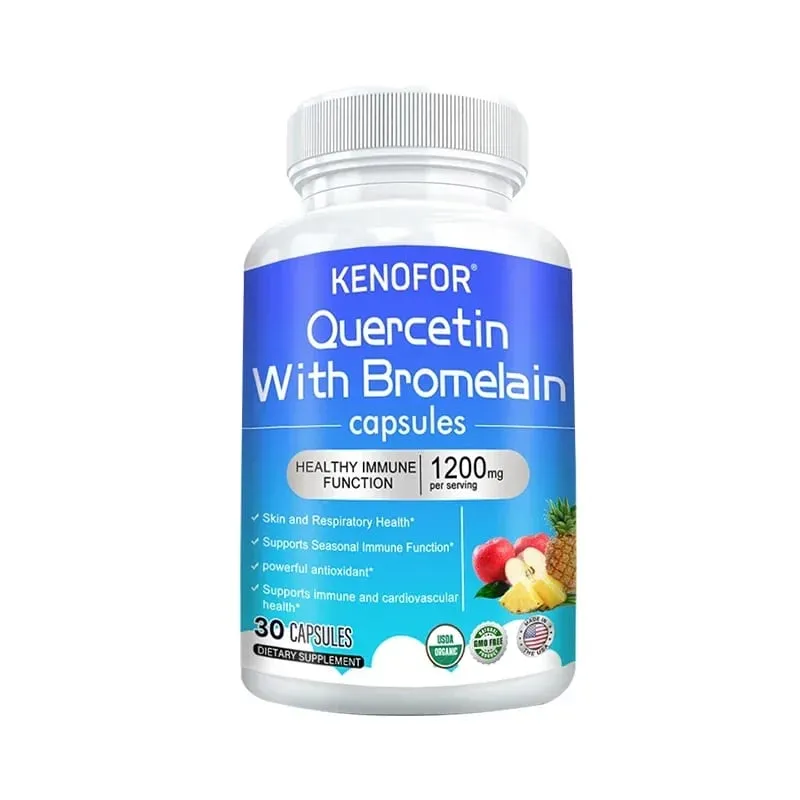 Quercetin + Bromelain Complex Capsules 1200mg - Immune Joint & Digestive Support na may Vitamin C at D3 30/60/120 Bilang