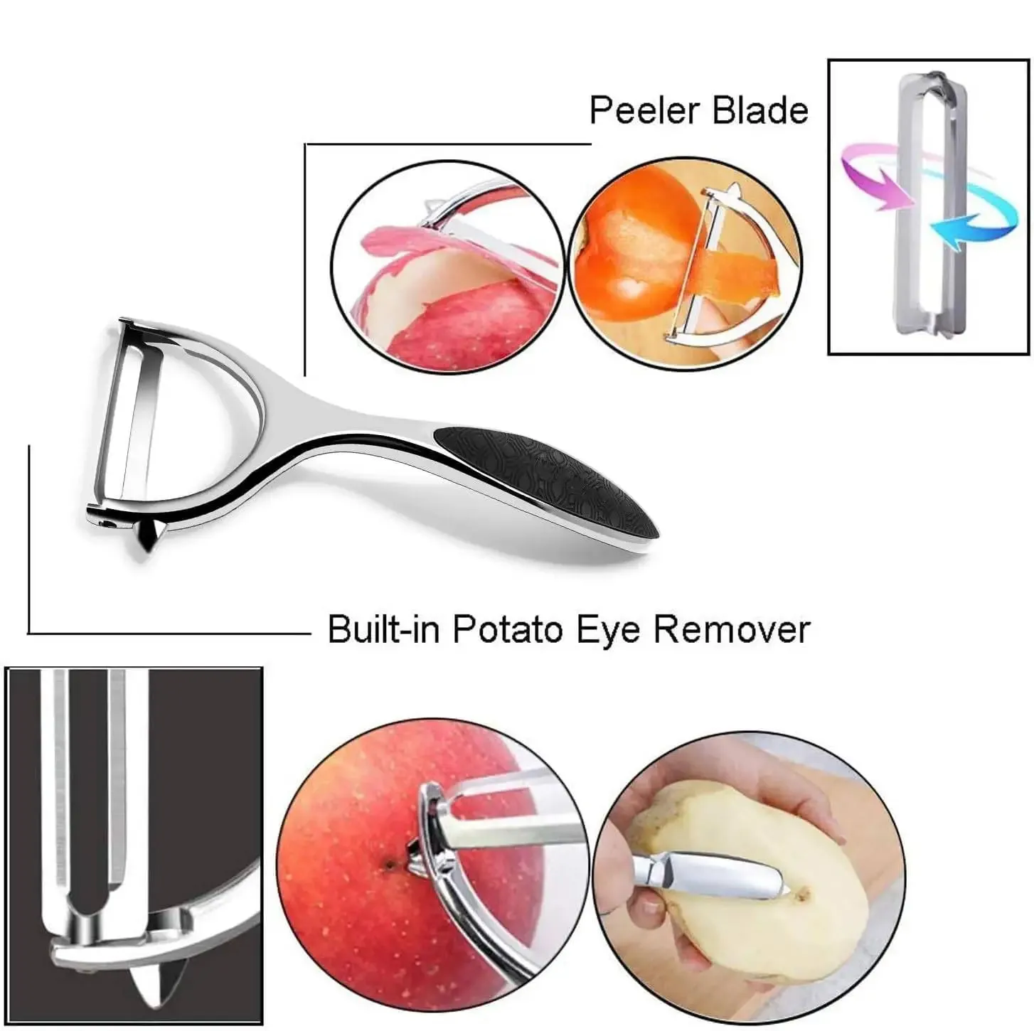 2pcs Vegetable Peeler Set Zinc Alloy Y Shaped I Shaped Peelers for Potatoes Carrots Apples Cucumbers Kitchen Food Prep Tool Use — image 3