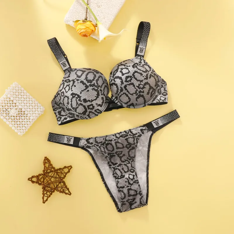 Victoria's Secret New Lingerie Underwired Sleepwear Plus Size Women Adjustable Straps Fashion Lace Push Up Bra Panty Set Sexy