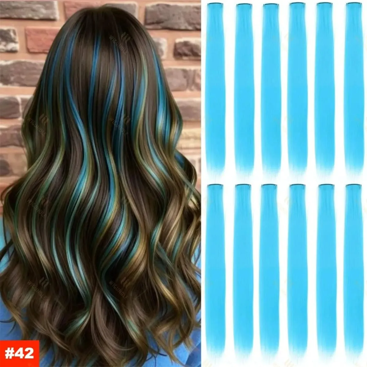 1 5 11 Pcs/lot Clip in Hair Extensions Multi-Colors Highlights Synthetic Hair 22 inch Rainbow Hairpieces for Girls Women 2030