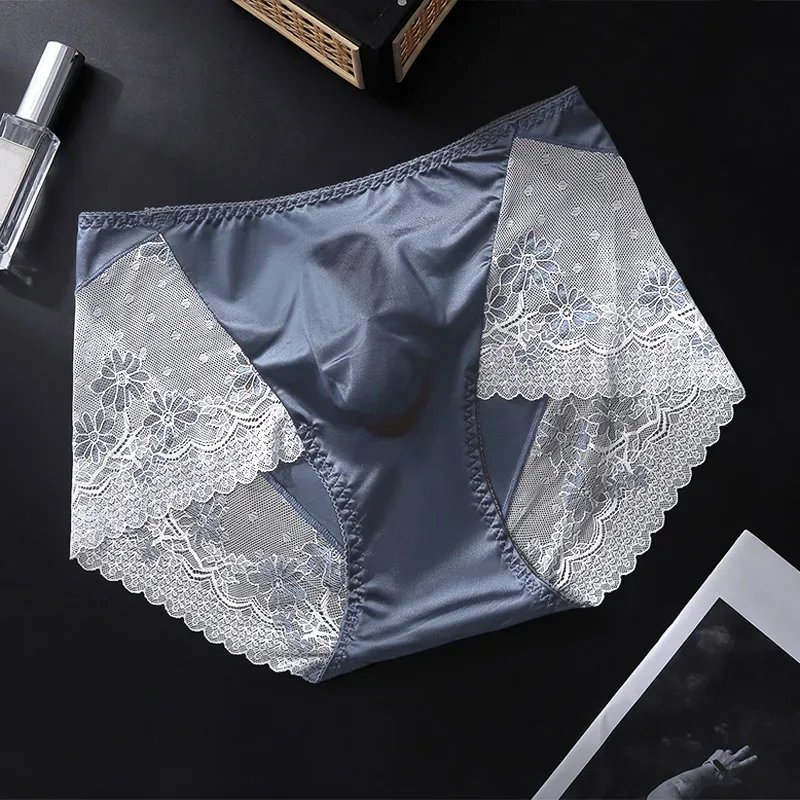 Men Satin Ice Silk Triangle Underwear 3D Pouch Low‑Waist Briefs Side Lace Breathable Soft Sexy Male Plus Size Intimate Shorts