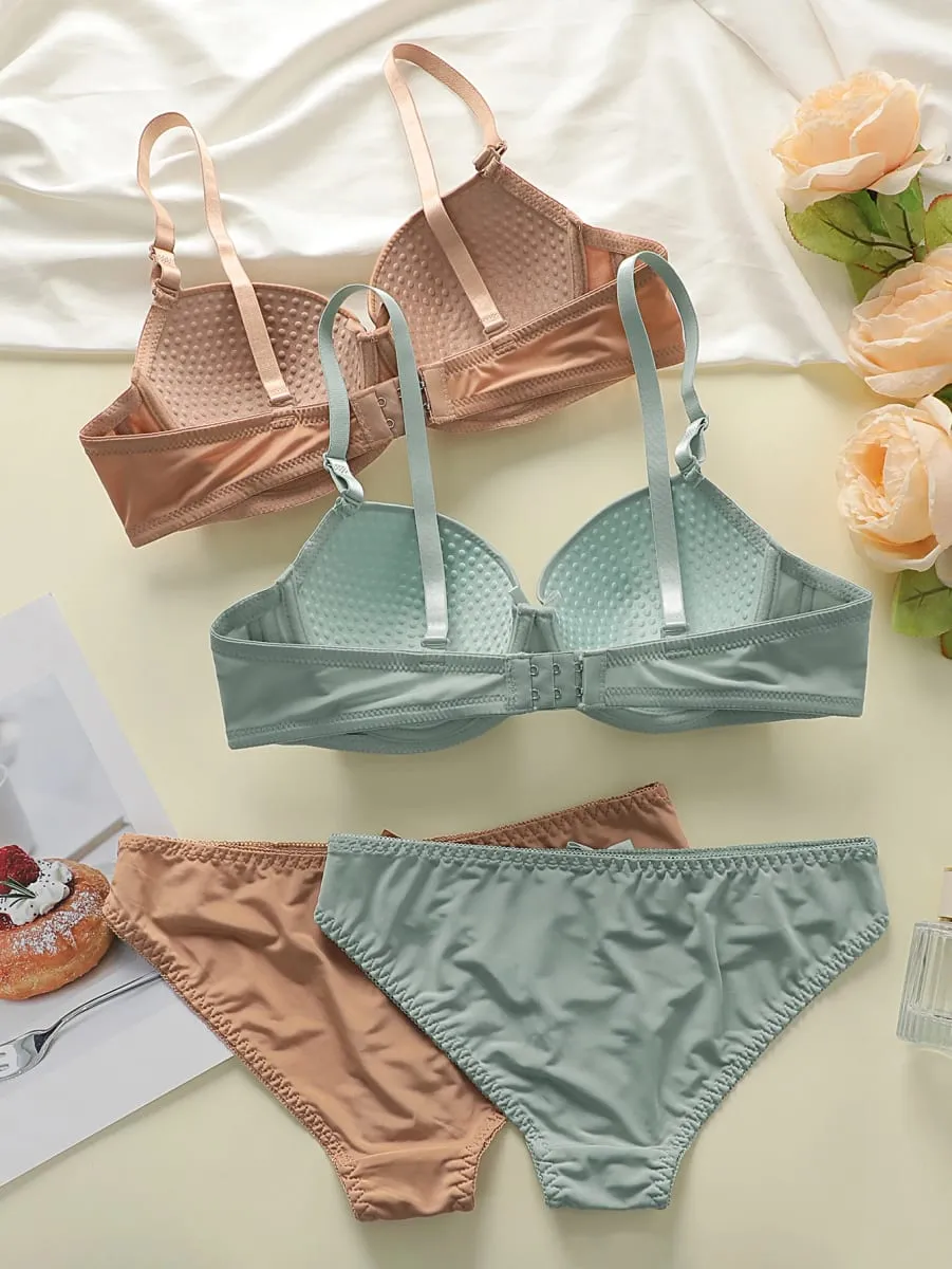 best-seller New 2-piece Combination Color Solid Color Bra Set Sexy Lingerie Set push up bra set minimalist set A2127