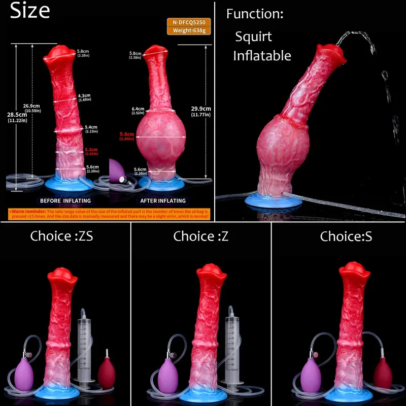 Gode ​​gonflable en Silicone avec nœud d'éjaculation, circonférence réglable, fantaisie, pénis de cheval, jouets sexuels pour adultes, dilatateur Anal