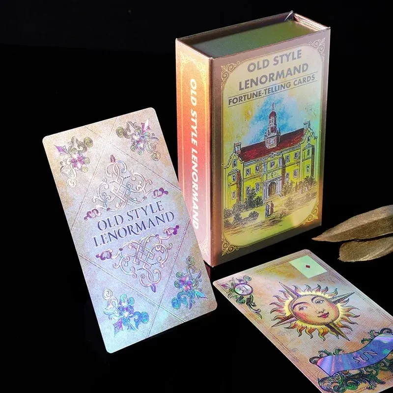 12*7cm Old Style Lenormand Oracle Cards 38 Pcs Gold Foil Waterproof PET Cards for Divination & Fortune Telling With Paper Manual — image 8