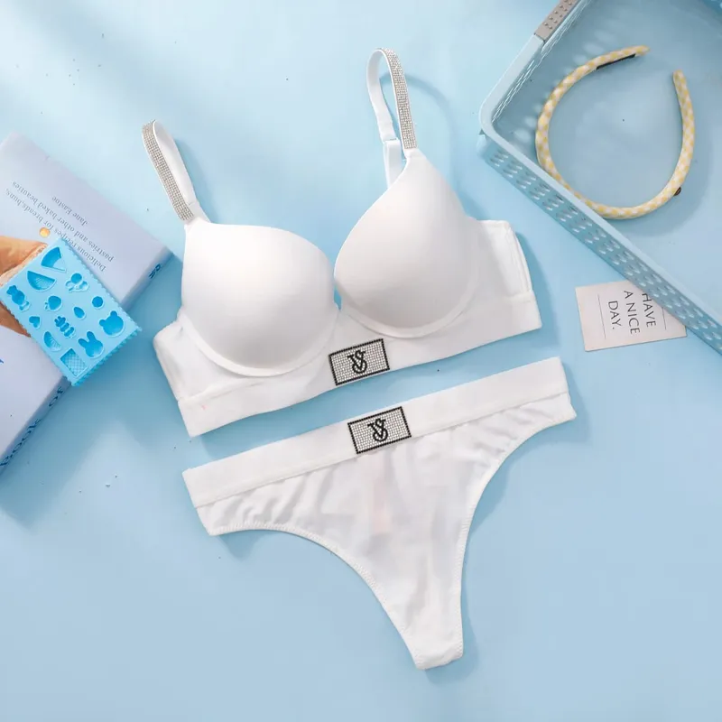Victoria's Secret Women Bra And Panties Set Lace Push Up Wireless Lingerie Comfortable Breathable Underwear Set