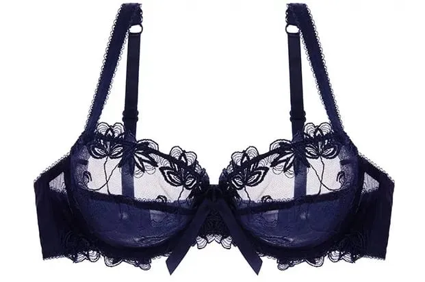 Women Sexy Sheer Mesh Lace Bra Set Thin Minimizer Big Bust Bowknot Pure Desire Lingerie Brassiere Underwear 34‑40 BC — image 10
