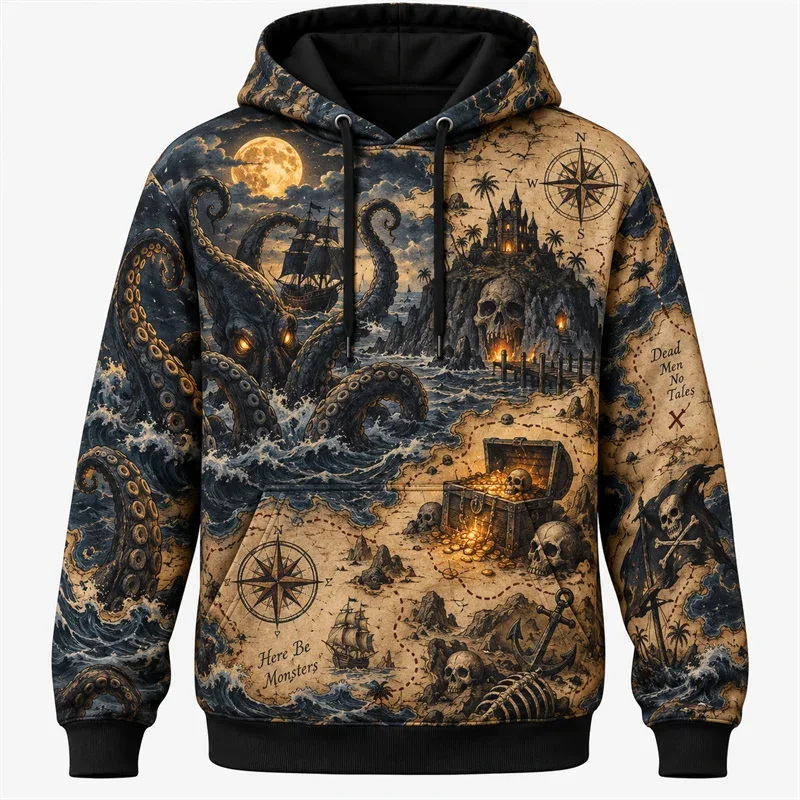 Halloween Hoodie 2026 Retro Graphic Pullover Haunted Adventure Gothic Night Streetwear Pumpkin Ghost Skeleton Moon Forest Unisex