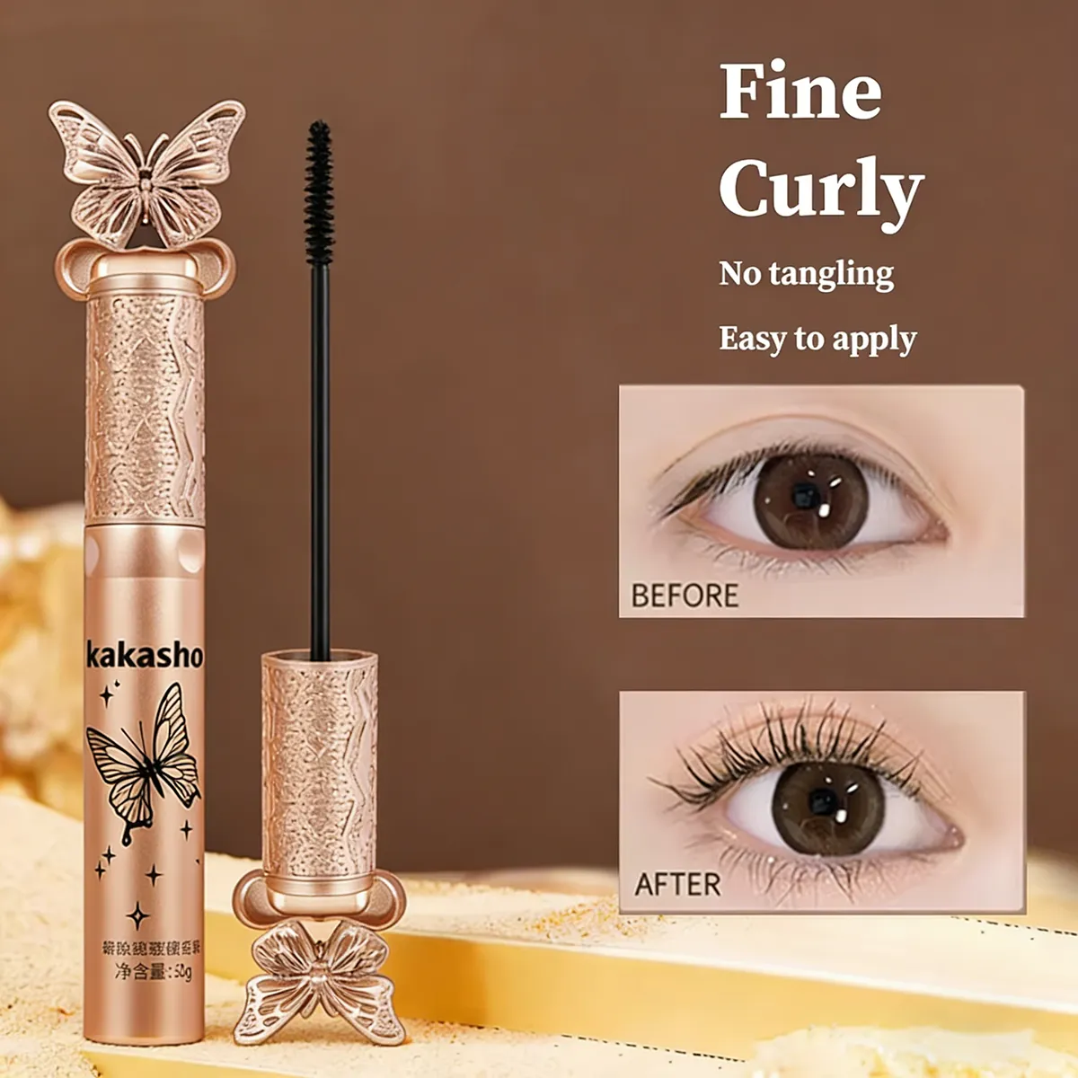 Kakashow Silk Fiber Matte Mascara Makeup แปรง Ultra-Fine ช่วยให้ขนตายาวกันน้ำ Fast Dry Black Curling