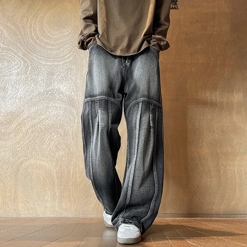 Men's Jeans Man Pants Spring American Retro Patchwork Comfortable Big Size Loose Denim Pants Plus Size Bottoms Stylish Casual — image 4