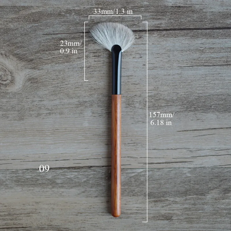 African Rosewood Handle Handmade Makeup Brushes 1pc Snow Fox Goat Hair Face Powder Blush Eye Shadow Brush Synthetic Makeup Brush