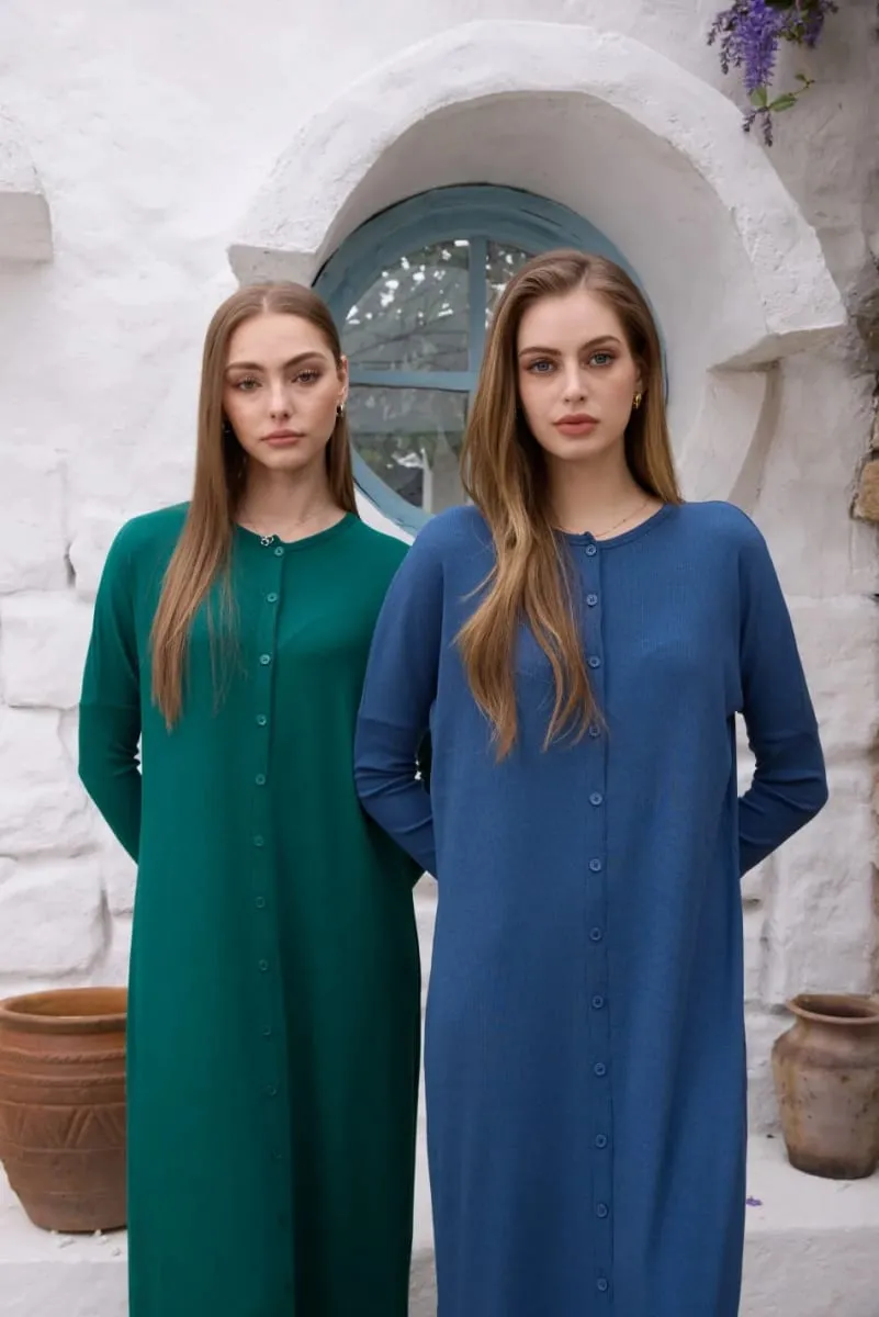 AS SS26 summer loose style button dress comfortable ribbing fabric dress o-neck lady clothes