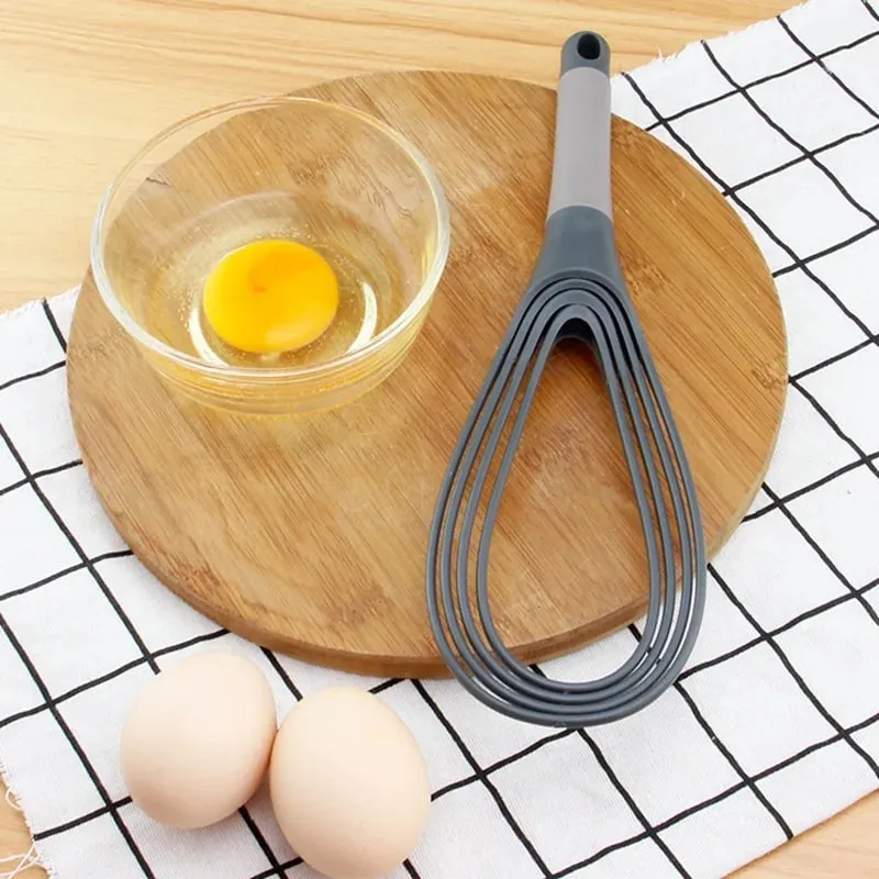 Plastic Dual Use Rotary Egg Beater Foldable Manual Whisk 2 in 1 Multifunctional Kitchen Tool for Beating Eggs and Kneading Dough