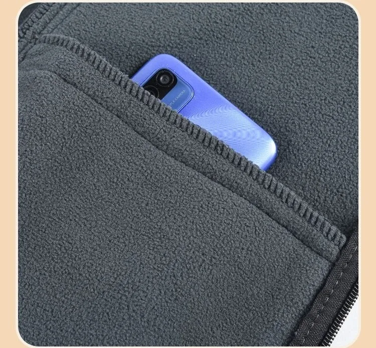 Men Double-sided Polar Fleece Hoodie Cardigan Solid Full Zip Warm Letter Print Casual Coats Thicken Sport Classic Sweatshirts