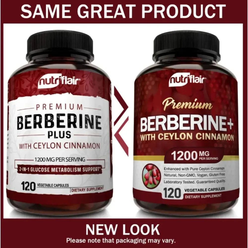 Premium Berberine HCl Pure Ceylon Cinnamon Extract Blood Sugar Balance Cardiovascular Health Supports Heart Health