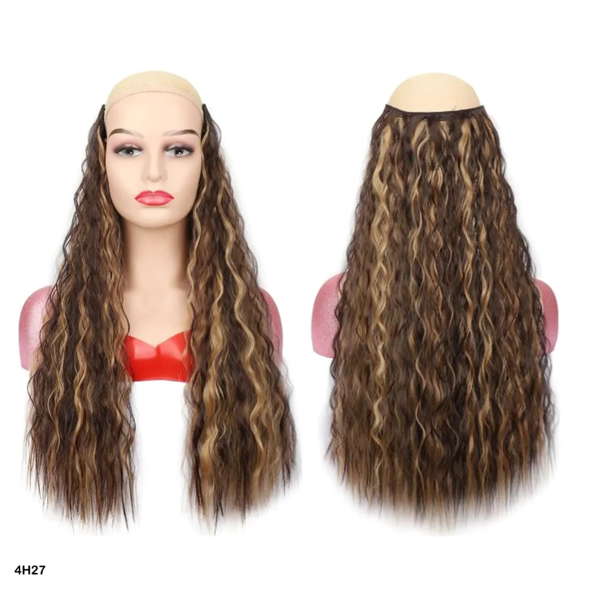 Synthetic Curly Hair Extensions Clip in One Piece 4Clips Deep Wave Long Hairpieces for Women Daily Use Party Hair Accessory