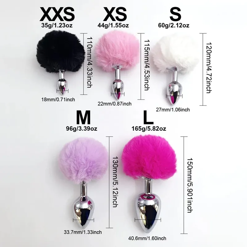 5 Colors 5 Sizes Stainless Steel Rabbit Tail Butt Anal Plug Sex Toy Adult Women Male Sexy Couple Toys Adults Fun Gay Dildo Gifts
